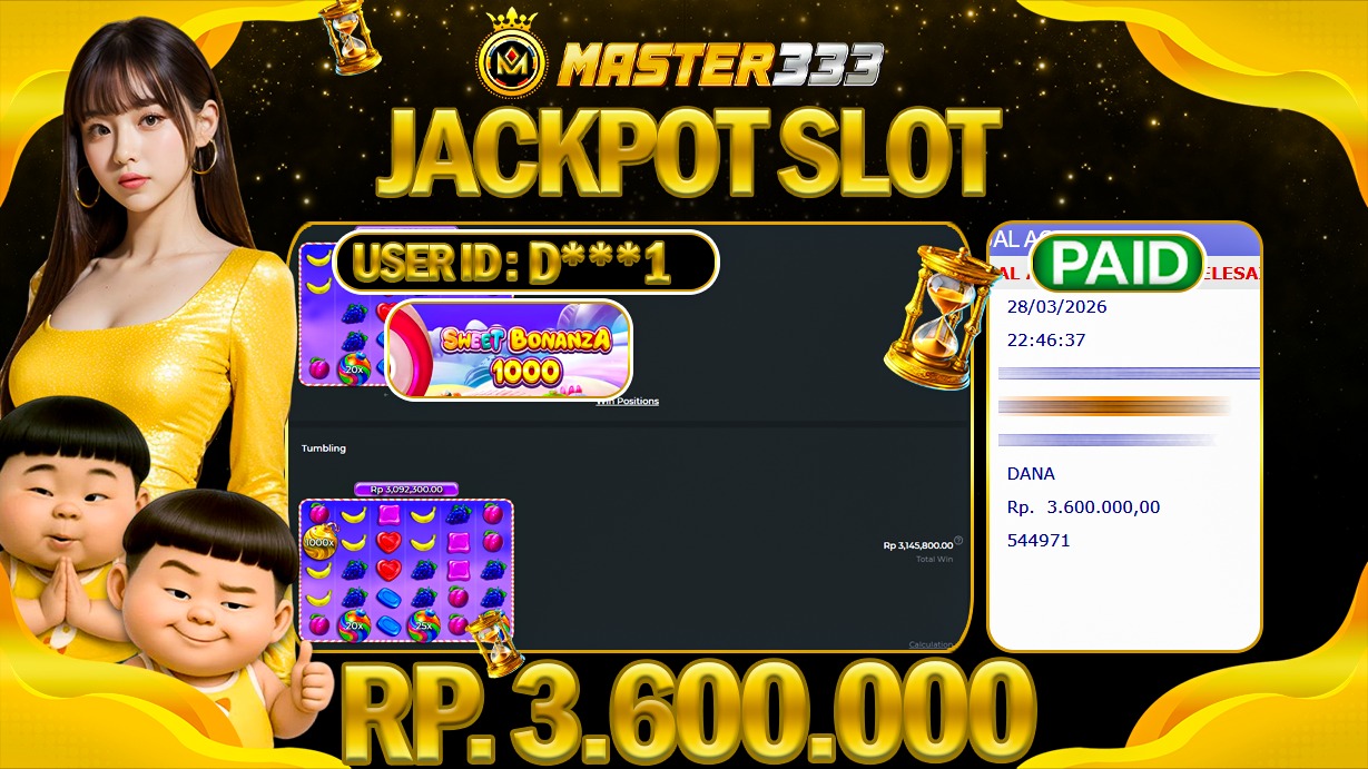 JACKPOT Rp 3.600.000 JUTA DIMASTER333 LANGSUNG DI BAYAR LUNAS
